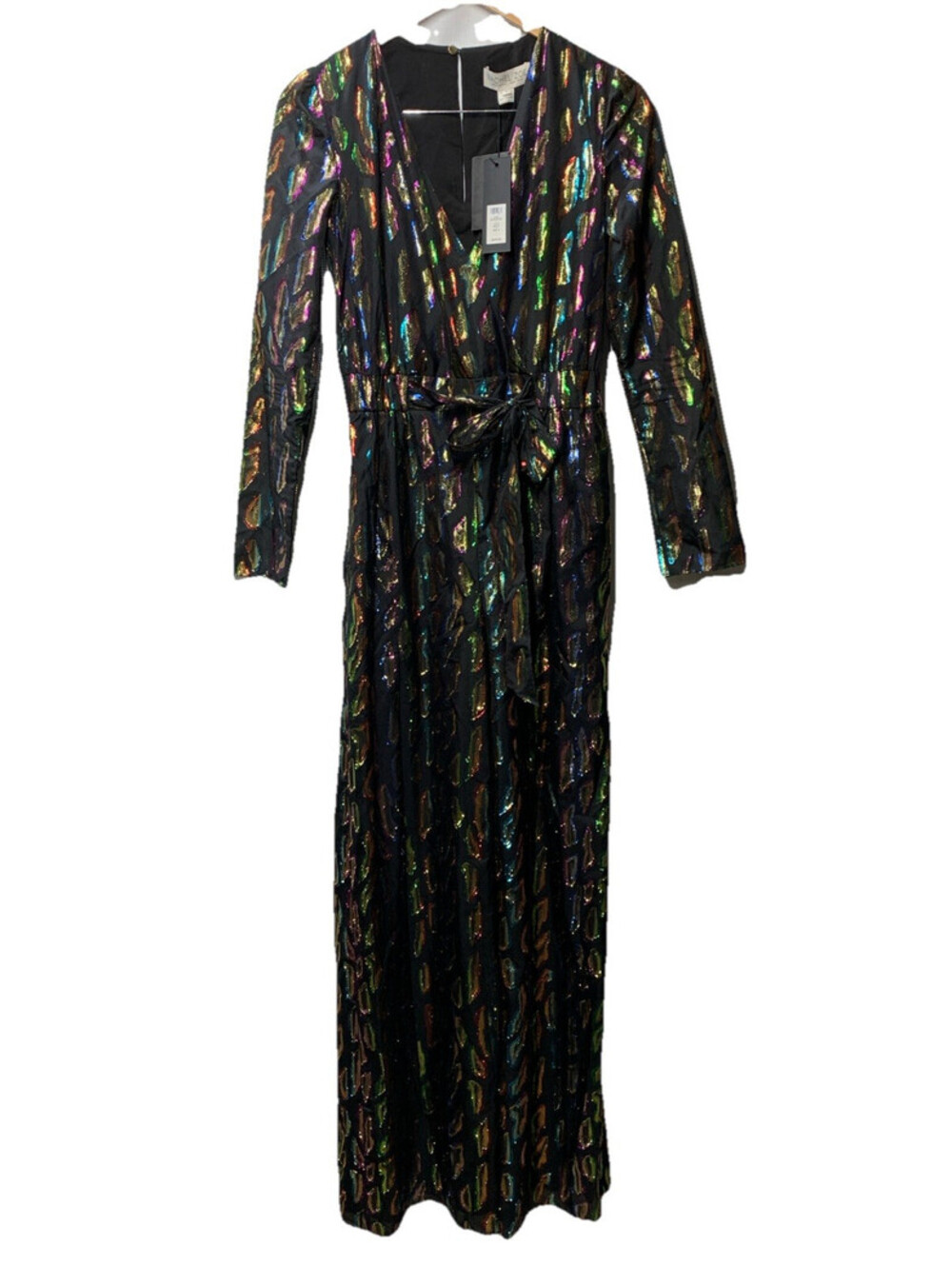 Rachel Zoe Mason Jumpsuit 0 Faux Wrap Metallic Party Wide Leg V-neck Colorful